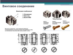 Соединение винтом на чертеже